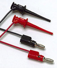 1 pair (red, black) of test leads with multi-stacking 4 mm banana plugs and mini-pincers
Mini-pincers open to 2.3 mm
90 cm long PVC insulated leads
30 V rms or 60 V DC, 5 A
One year warranty