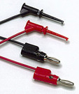 1 pair (red, black) of test leads with multi-stacking 4 mm banana plugs and micro-hooks
Micro-hooks attach to component leads up to 1 mm diameter
90 cm long PVC insulated leads
30 V rms or 60 V DC, 15 A
One year warranty
